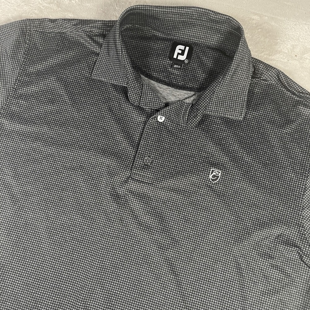 FootJoy Golf Performance Polo Shirt Men's XL‎ Birdseye Pattern Gray/Black